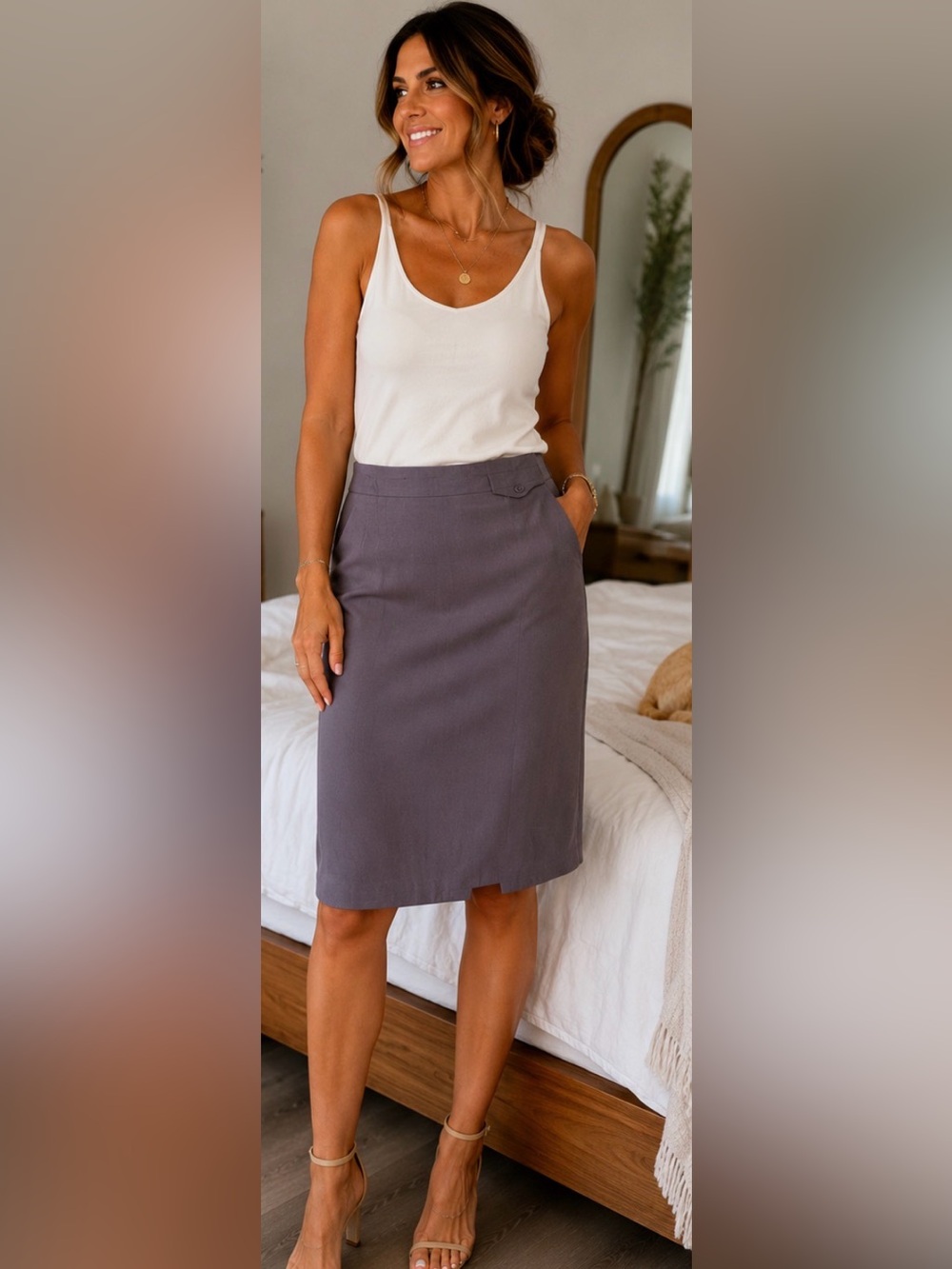 Banana Republic Gray Pencil Skirt Size 2 Stretch Career Office Business Workwear